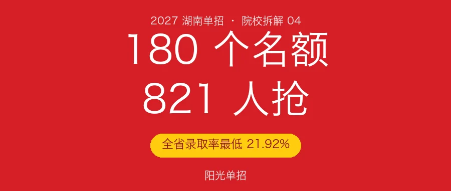 长沙航空职业技术学院2027单招:全省录取率最低,180个名额821人抢